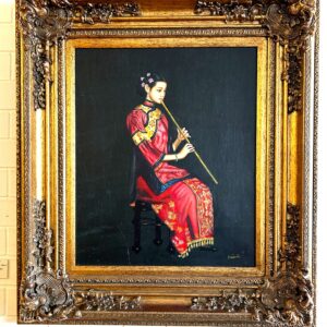 Oil  on  canvas ‘Chinese  flute  player’ After  Chen  Yifei Circa  1970